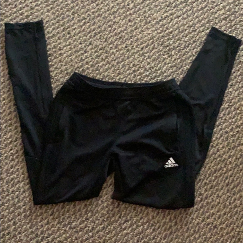 Black striped zip up leg adidas pants